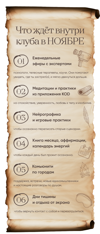 Расписание клуба в ноябре